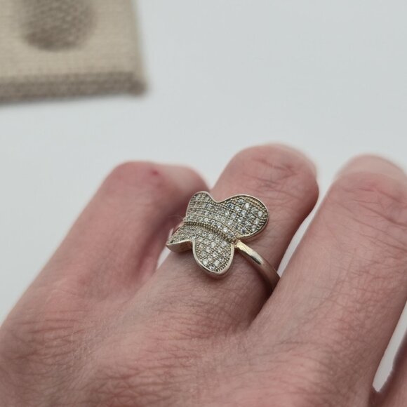 Size 8 Sterling Silver Pavement Cubic Zirconia Butterfly Ring A4034 - Picture 5 of 9